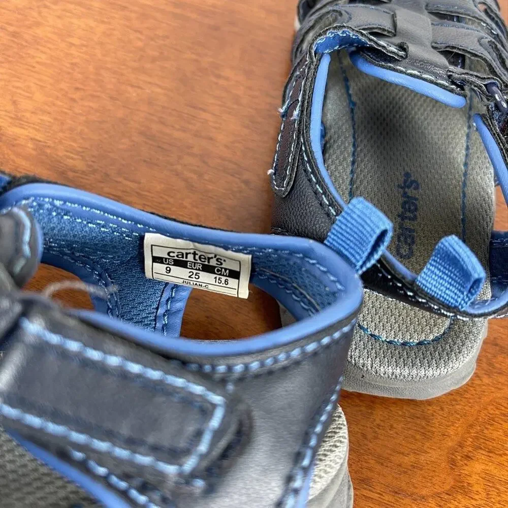 Carter's Toddler Boys Julian-C Fisherman Casual Sandal in Blue Leather Size 9